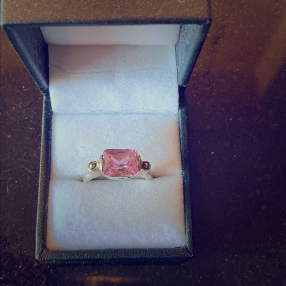 Sterling and Pink Sapphire Ring